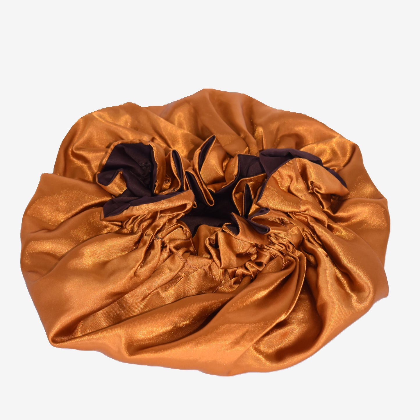 Golden glow ruffle satin bonnet
