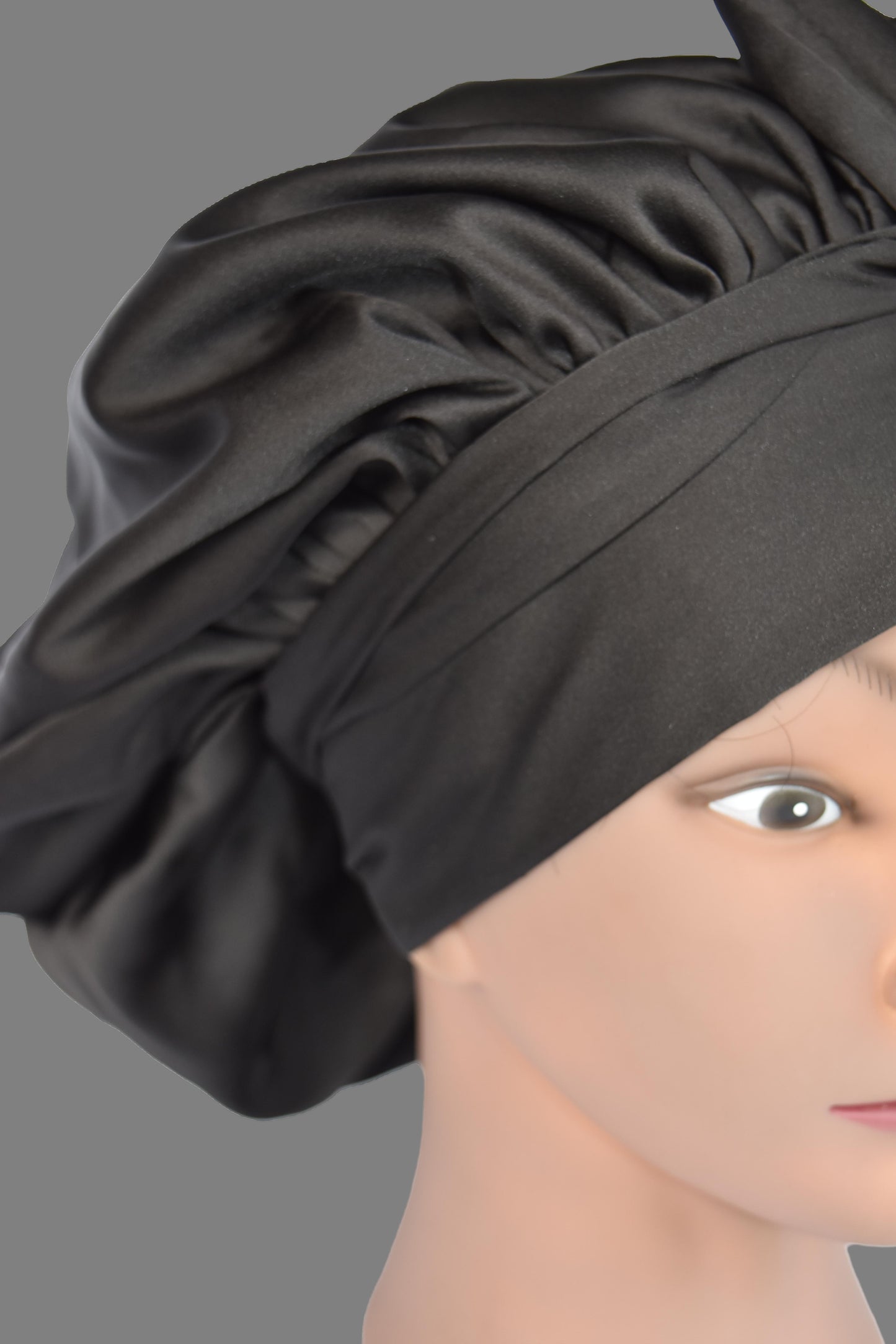 Noir Bonnet Satin Tie Bonnet