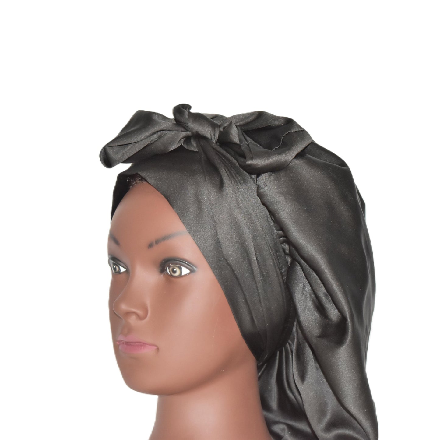 Black Silk Allure | 100% pure silk bonnet for curly & coily hair – anti-frizz night cap by Curly Comforts