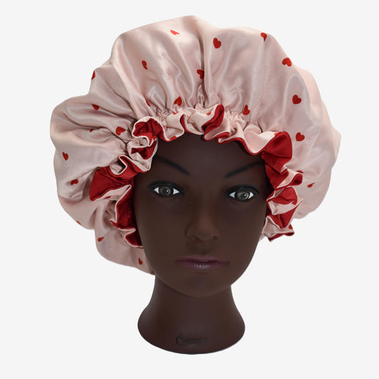 Berry Blossom reversible ruffle bonnet