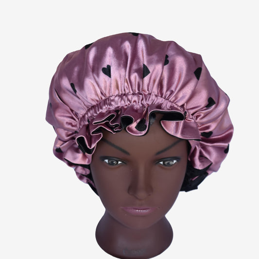 Blush bliss satin ruffle bonnet