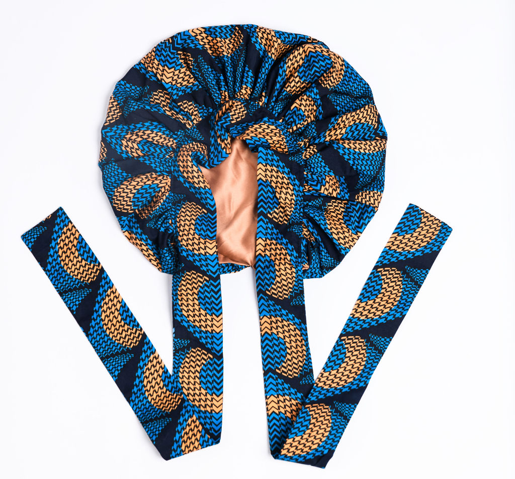 Silk lined cotton bonnet for protective styles