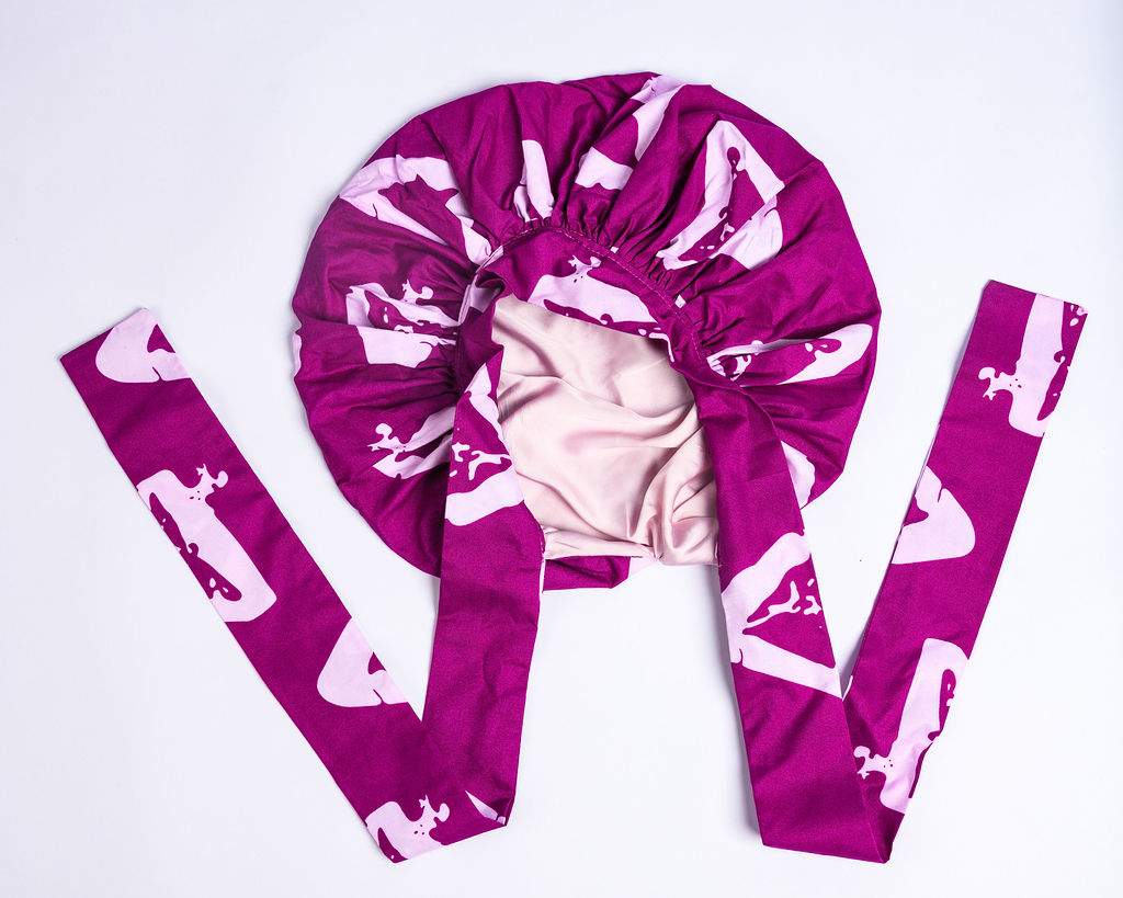 Magenta breathable cotton bonnet with silk lining