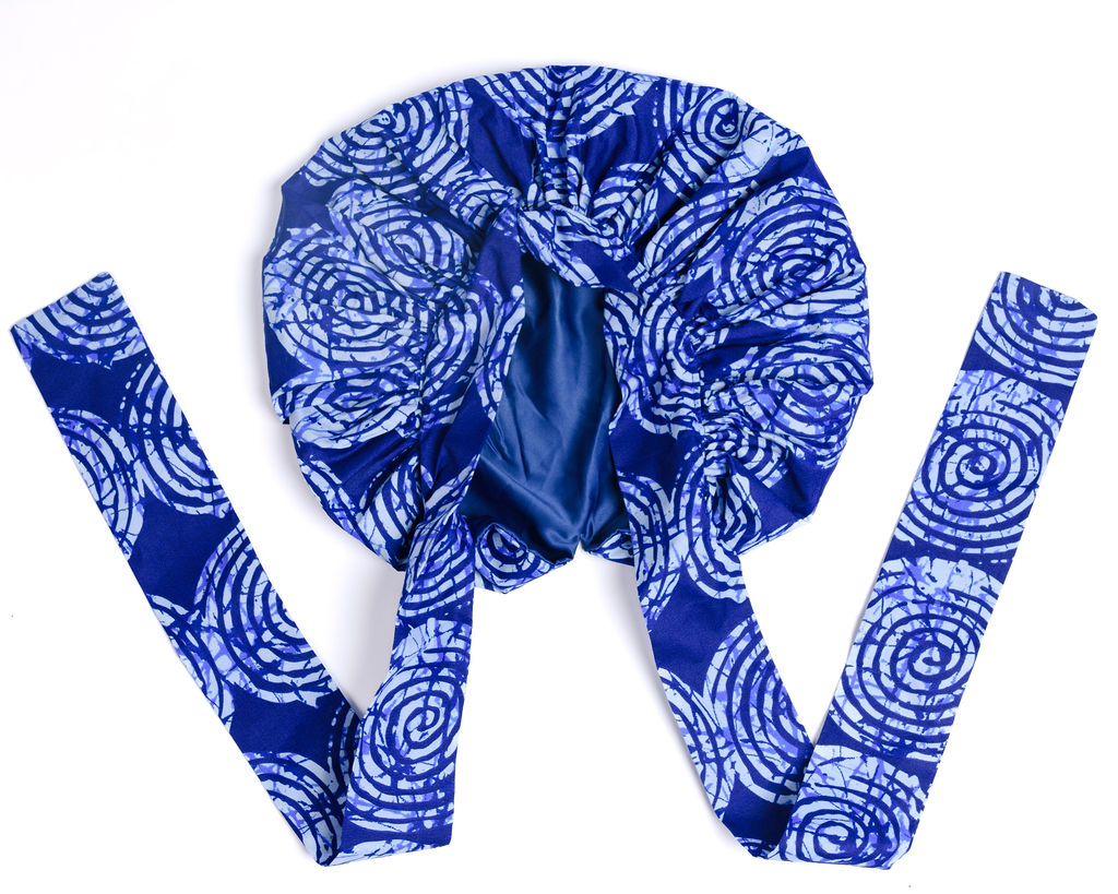 Natural cotton outer with 100 percent silk lining hair bonnet