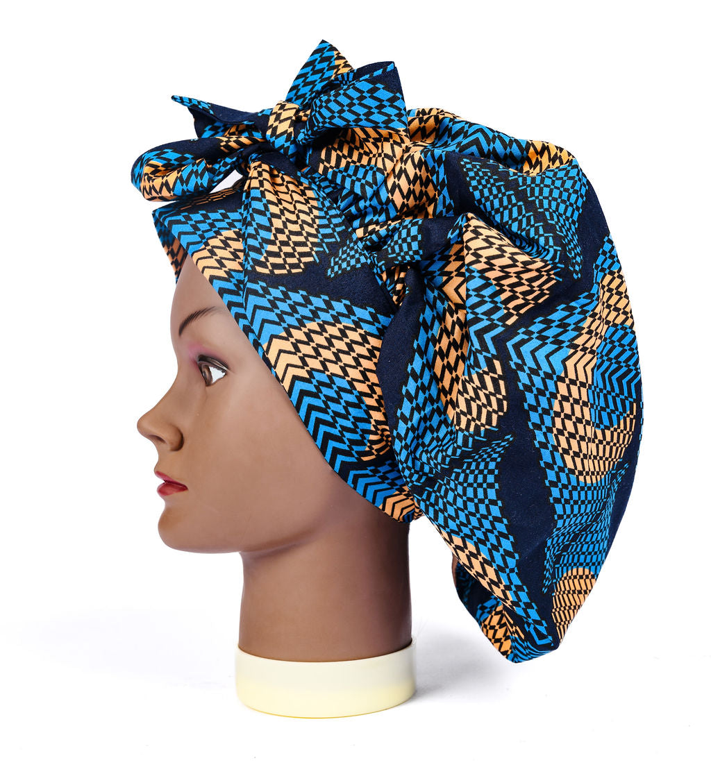 Adjustable tie cotton and silk hair bonnet Australia