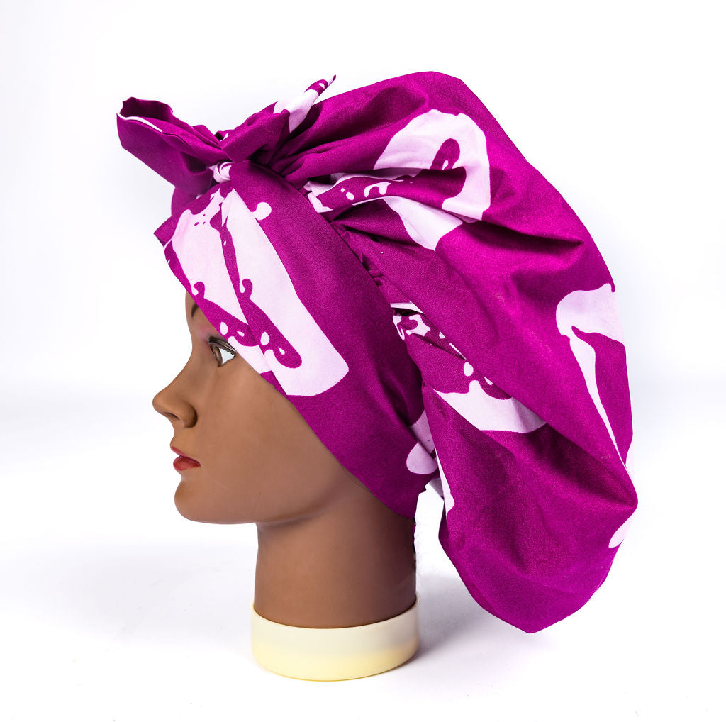 Natural fibre cotton bonnet for straight wavy and curly hair