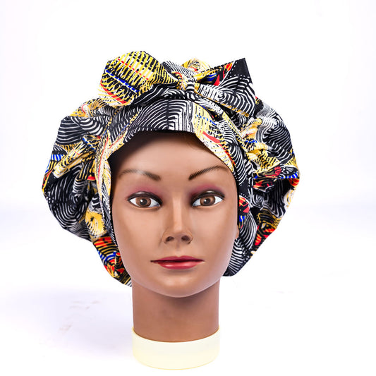 Imara Gold cotton and silk bonnet for curly hair
