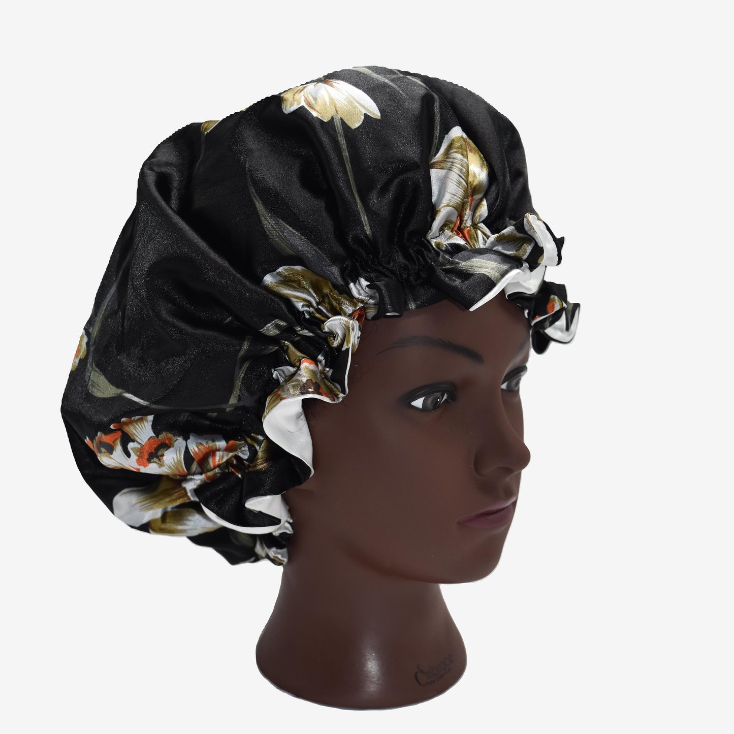 Dusky Dahlia satin ruffle bonnet