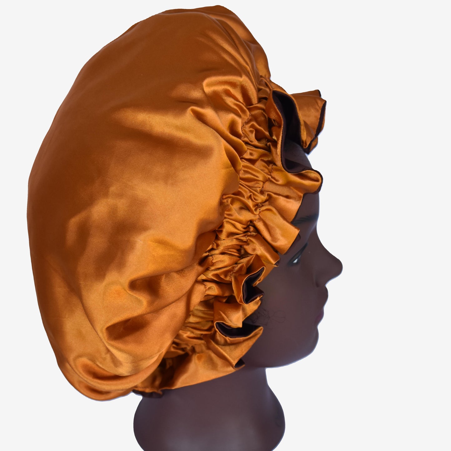 Golden glow ruffle satin bonnet