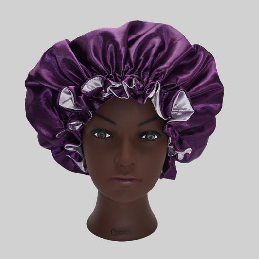 Lilac Kiss reversible  ruffle Satin bonnet