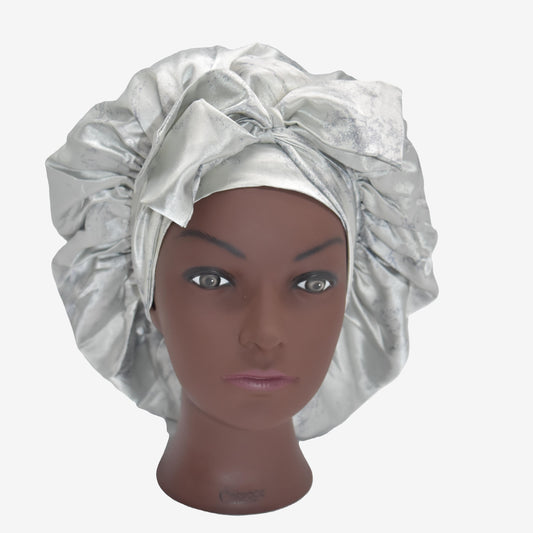 Lunar Mist Satin Tie Bonnet