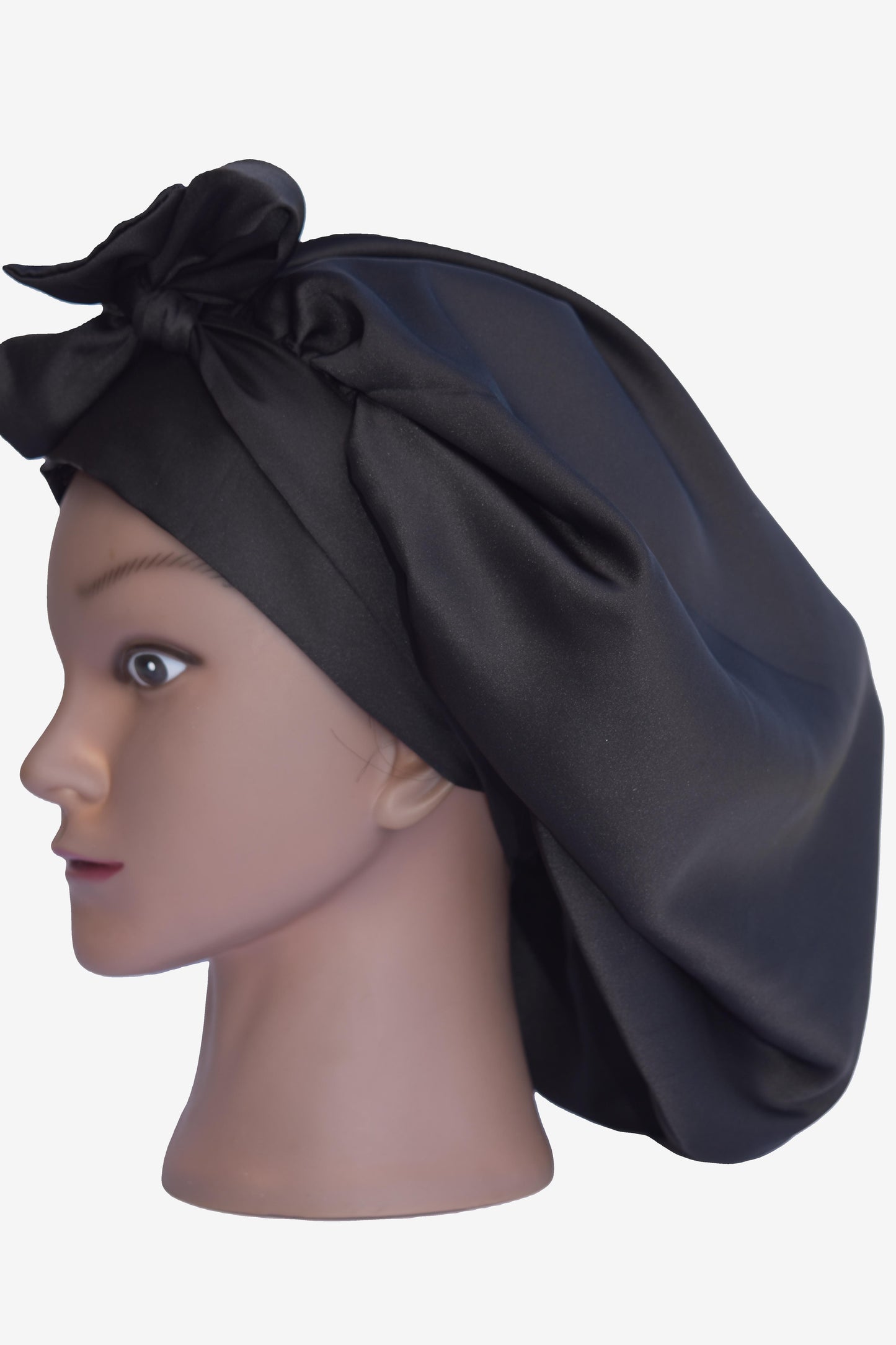 Noir Bonnet Satin Tie Bonnet