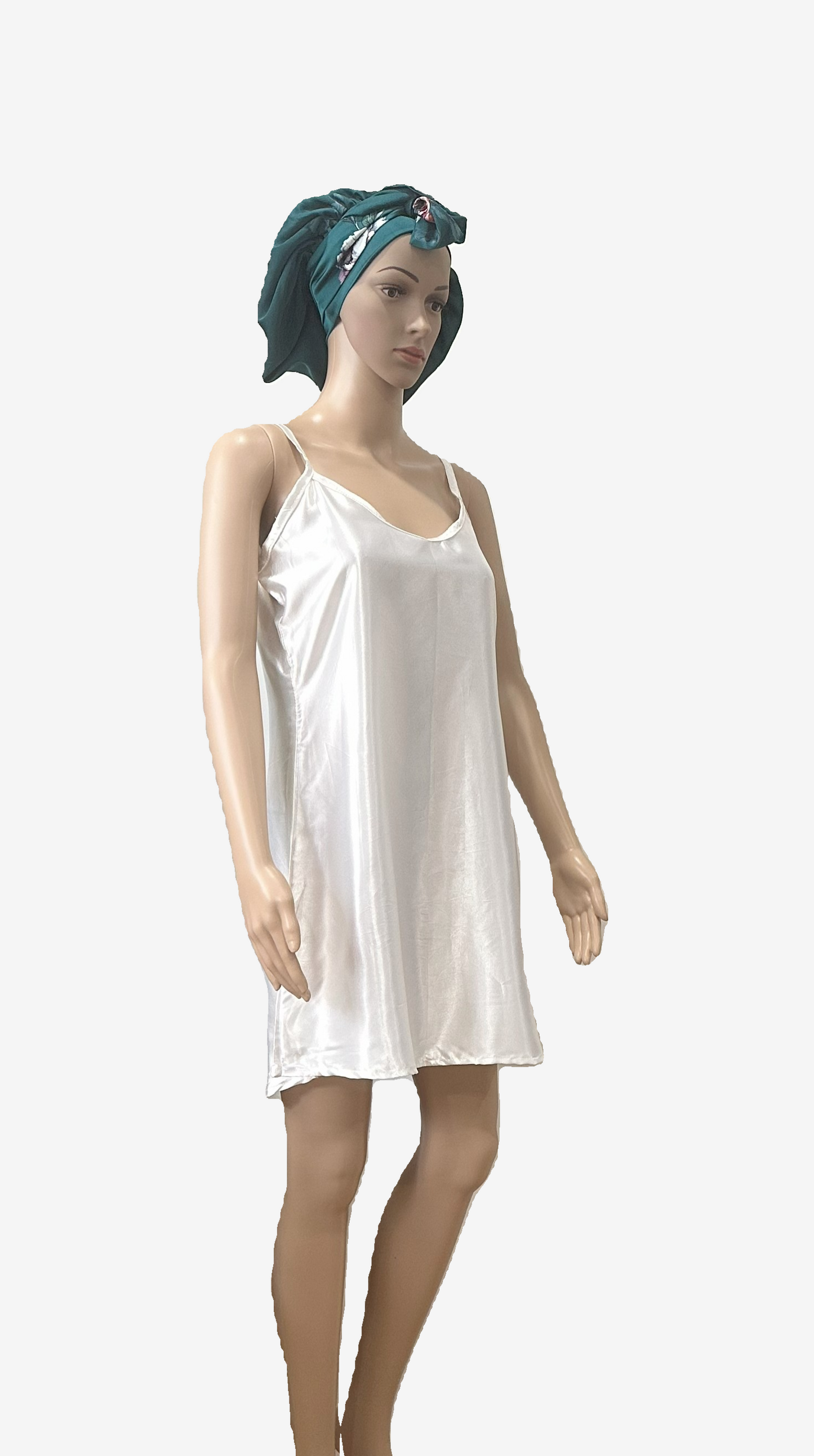 Nia Satin Robe, slip and Bonnet Set
