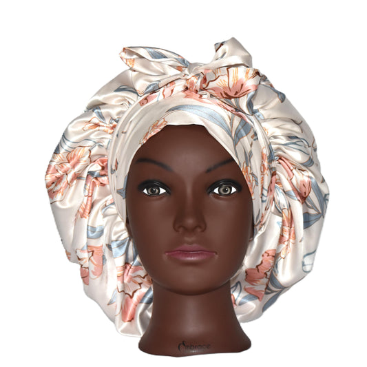 Florette | Luxury Pure Silk Bonnet for all hair types – Anti-Frizz, Protective Night Cap by Curly Comforts