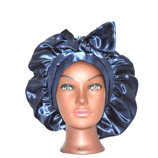 French Navy | 100% pure silk bonnet for curly & coily hair – anti-frizz night cap by Curly Comforts