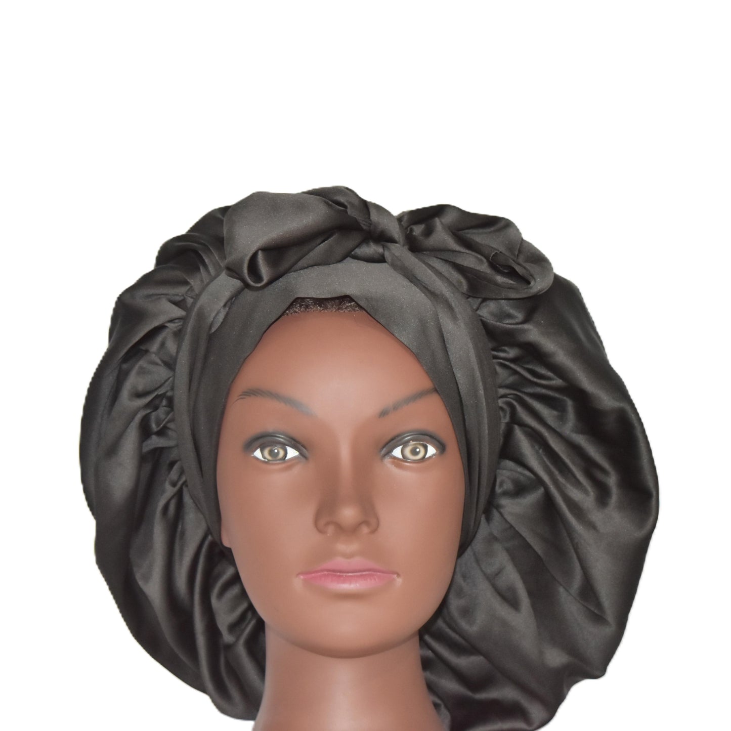 Black Silk Allure | 100% pure  silk bonnet for curly & coily hair – anti-frizz night cap by Curly Comforts