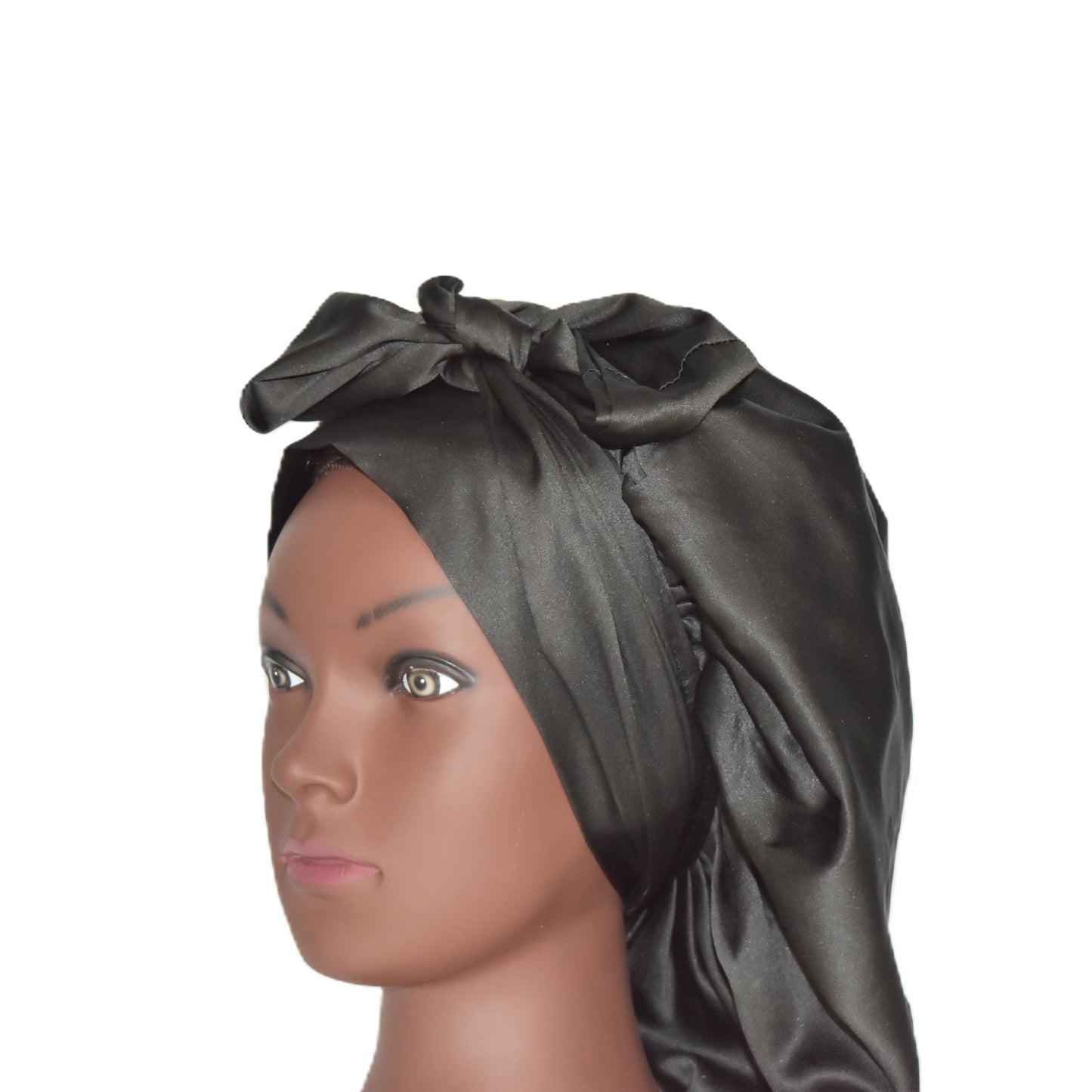 Black Silk Allure | 100% pure  silk bonnet for curly & coily hair – anti-frizz night cap by Curly Comforts