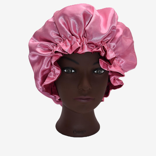Strawberry Kiss Satin ruffle bonnet