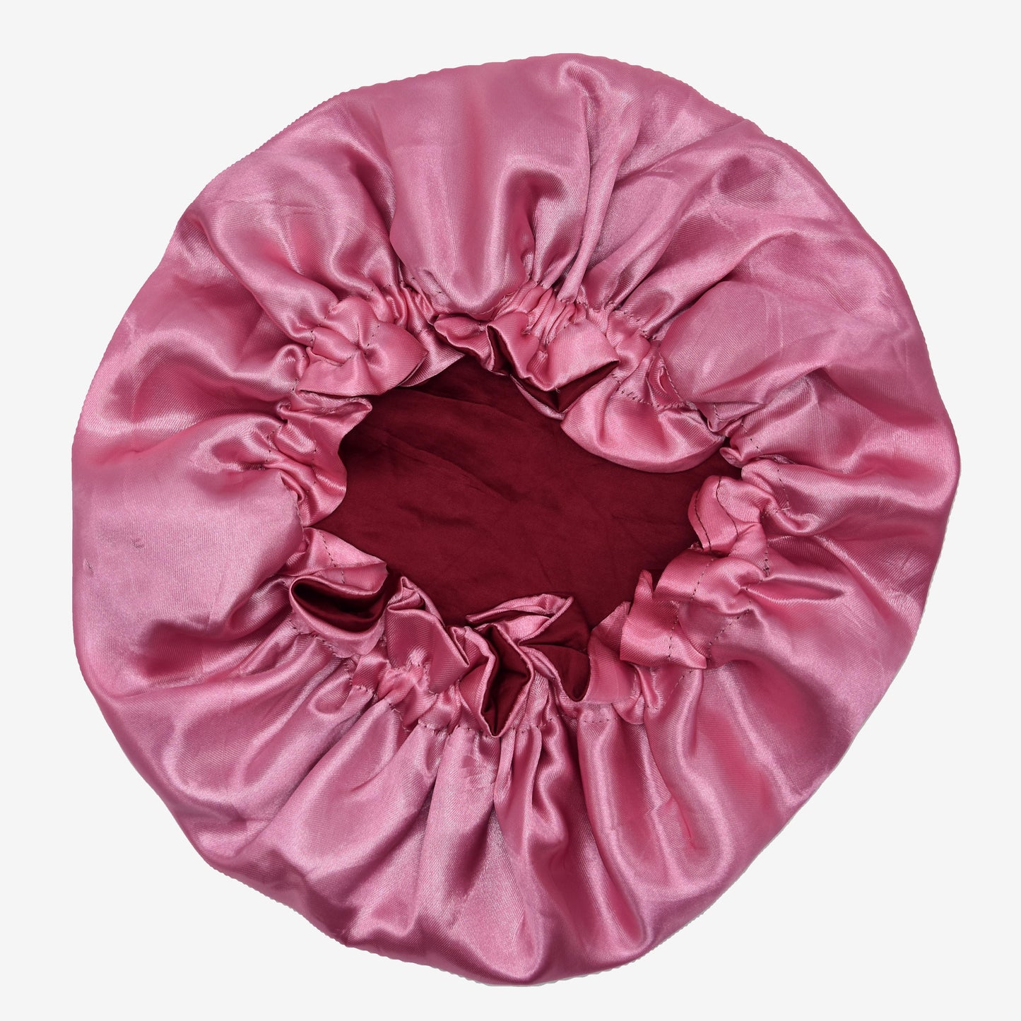 Strawberry Kiss Satin ruffle bonnet